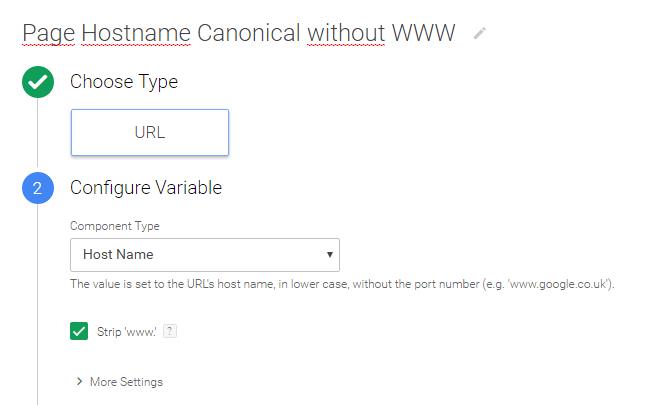 Page hostname canonical without www
