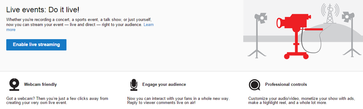 youtube live streaming interface