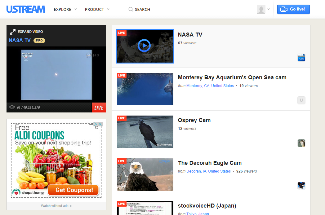 advertising on ustream