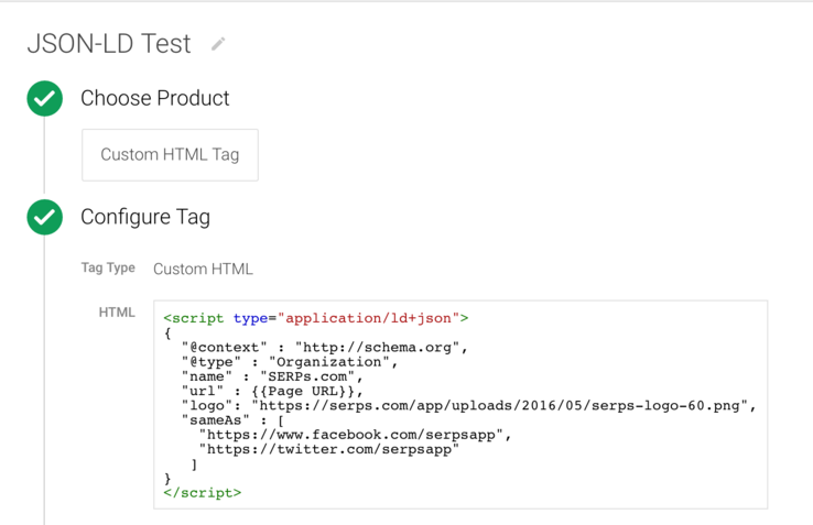 Using tag manager to insert JSON-LD with dynamic variables