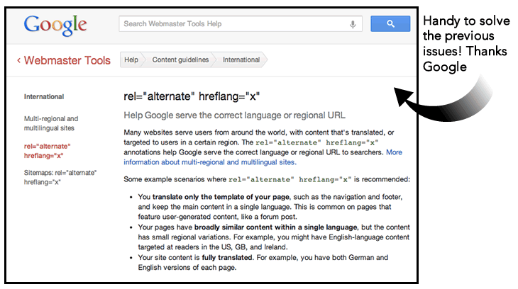 HrefLang tag specifications by Google