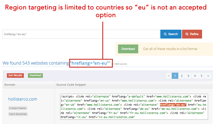 HREFLang Error - EU is not supported