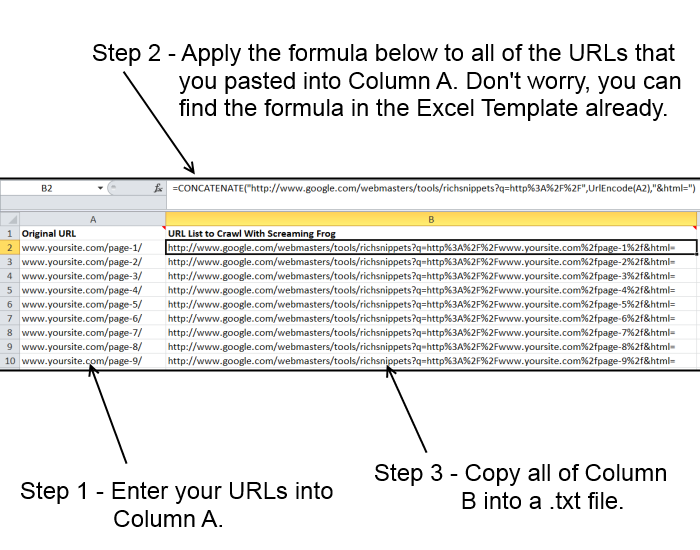 Steps 123 - Using the Excel Template