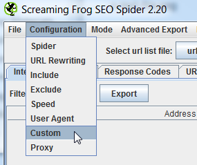 Custom Filters for Screaming Frog