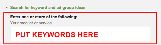 Put your keywords in this box