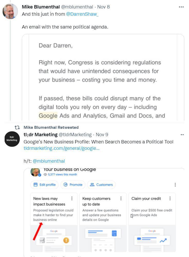 Google rebranding correspondence around Google Business Profile.