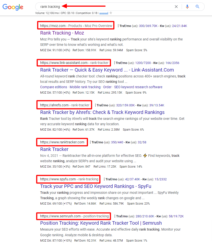 google search results for "rank tracking"