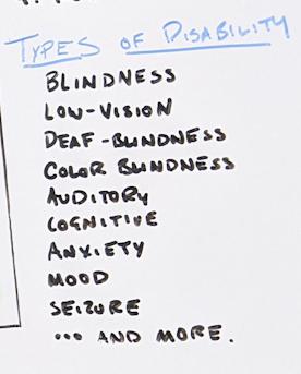List of examples of disabilities.
