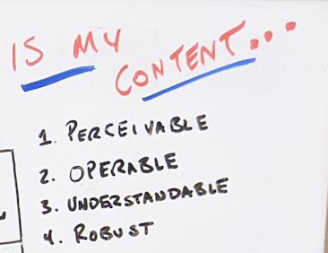 Handwritten list asking if the content is perceivable, operable, understandable, and robust