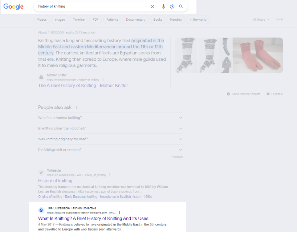Screenshot shows a keyword ranking one article that has achieved some topical authority with many keywords ranking.