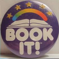 Purple badge adorned with five gold stars, a rainbow and the words 'Book It!' in bold white text.