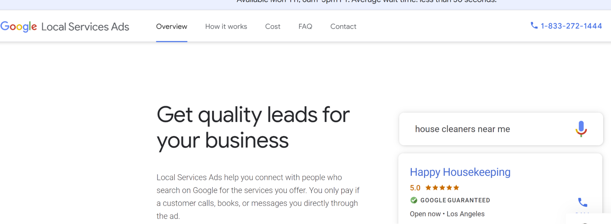 Homepage of Local Service Ads