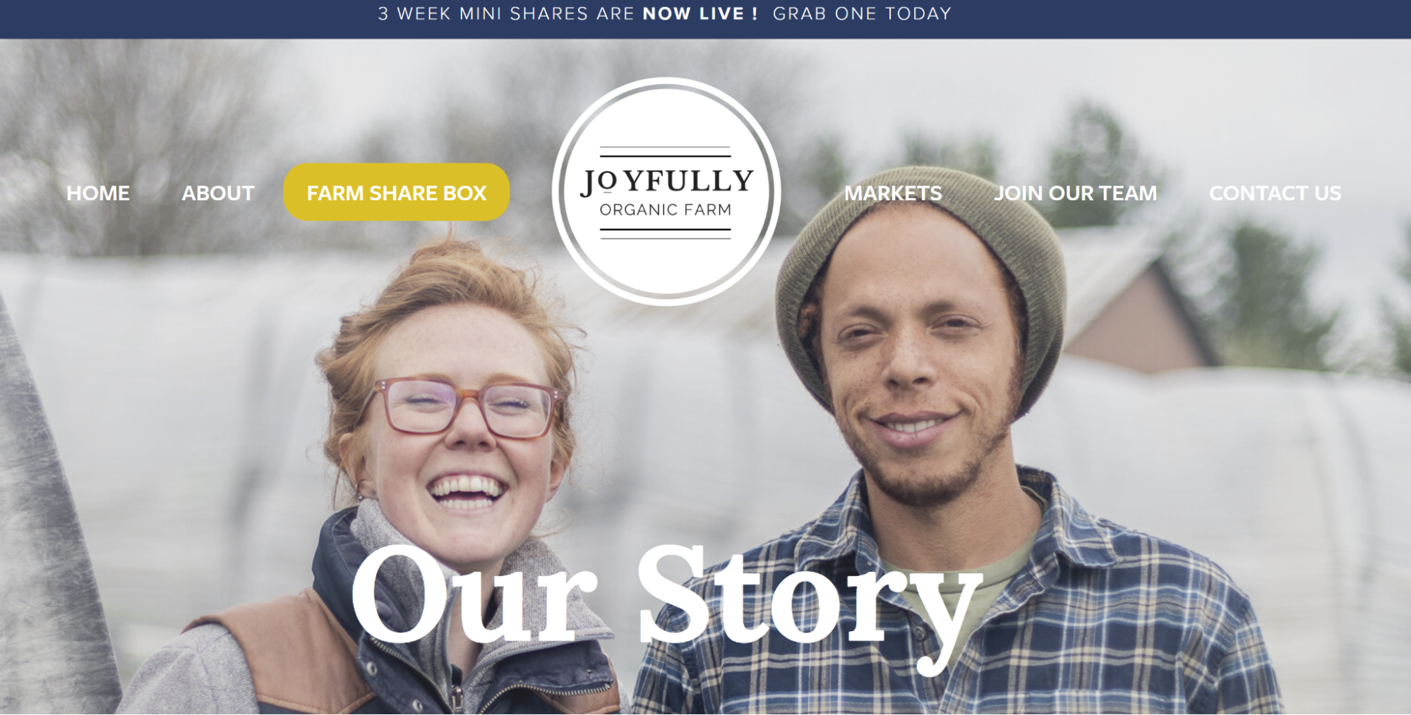 Screenshot of a Canadian small business website, Joyfully Organic Farm