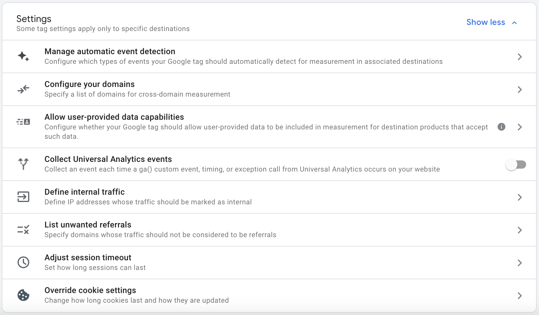 Screenshot showing where to find internal traffic and referral settings in GA4