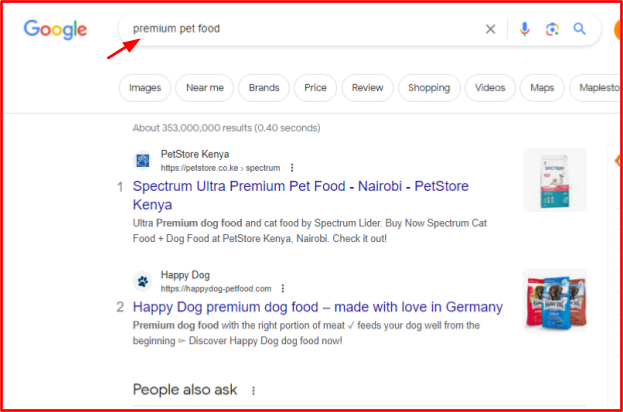 Analyzing search intent through the SERPs using the keyword