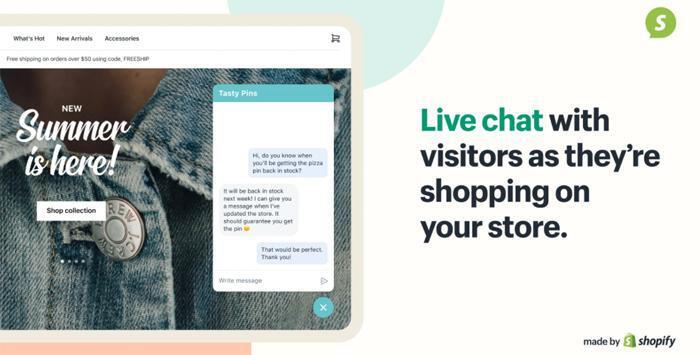 A screenshot of Shopify's live chat option.