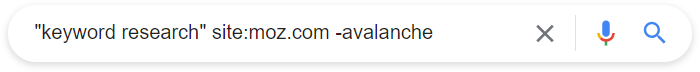 Keyword research Google search with search operators.