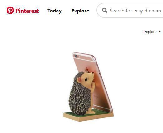 A screenshot of a cellphone holder shaped like a hedgehog.