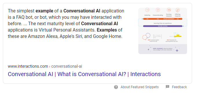 Conversational AI featured snippet