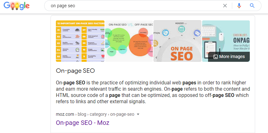 An example of a paragraph featured snippet for on-page SEO.