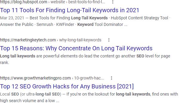 Google SERP for intitle: