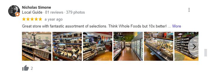 Google review of a local grocery store.