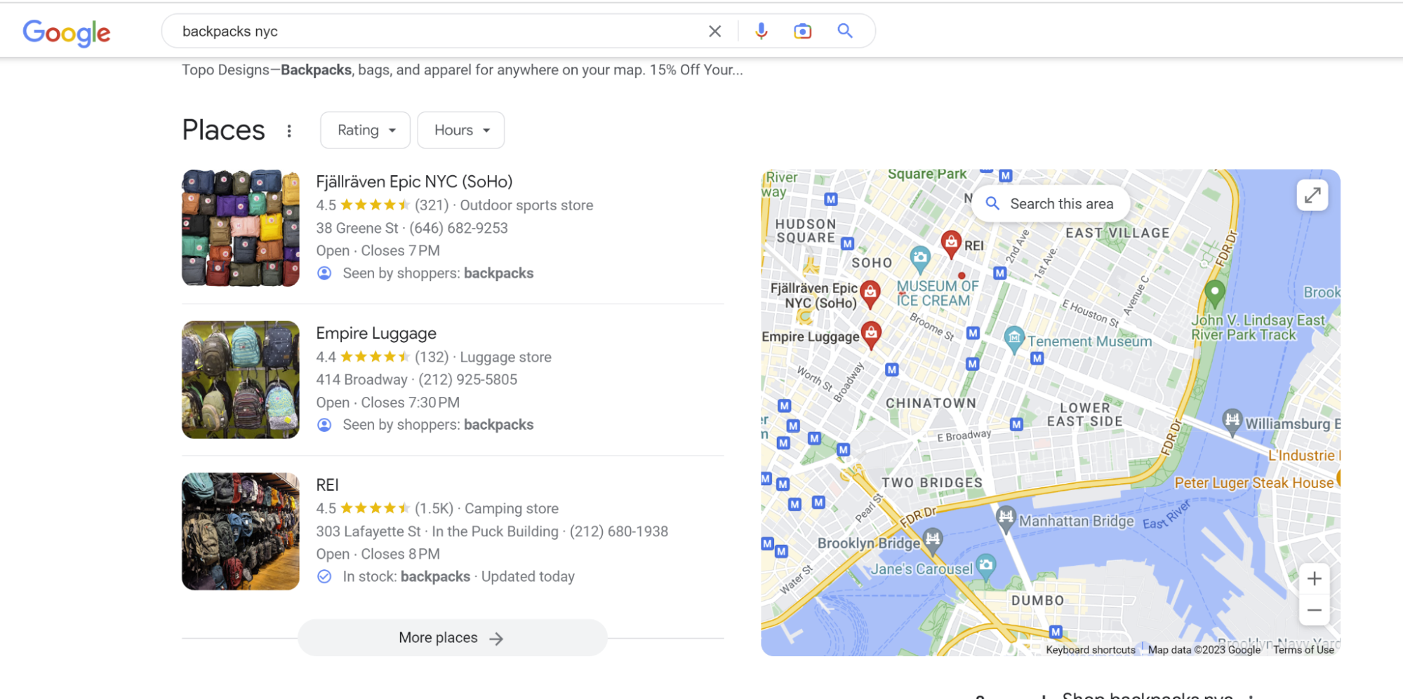 Local pack for search