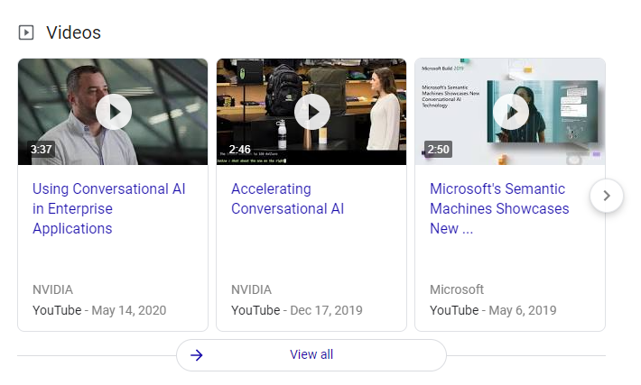 Conversational AI videos with three thumbnails