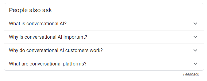 Discovery questions in Google for conversational ai