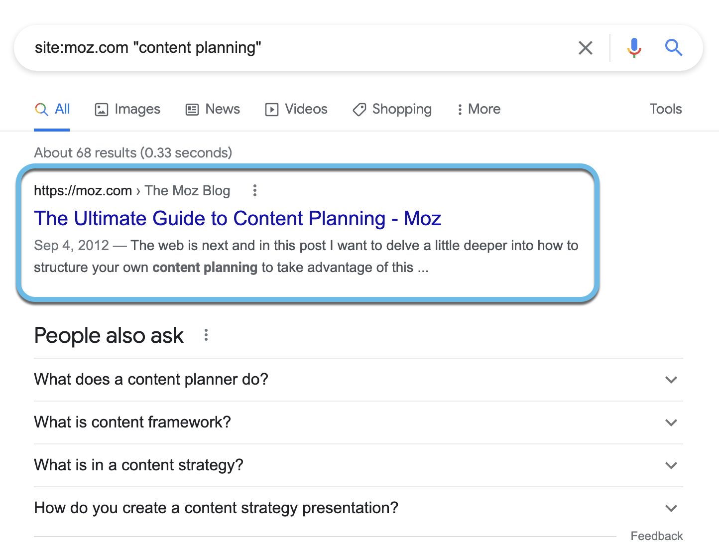 Google results for site:moz.com
