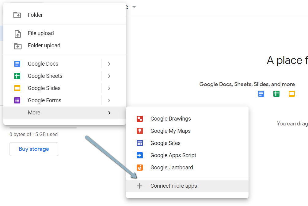 Click New then More then Connect more apps