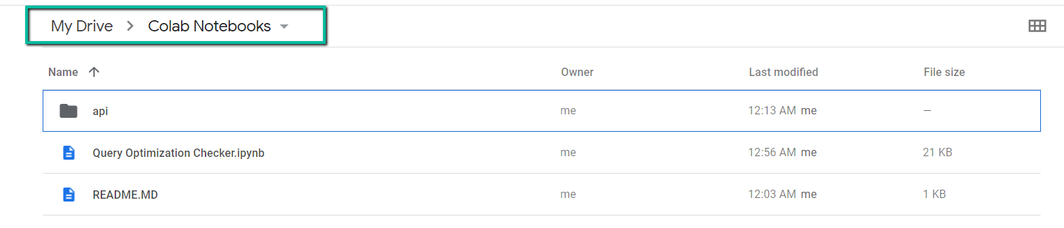 The folder should contain the query optimization checker and the README.MD