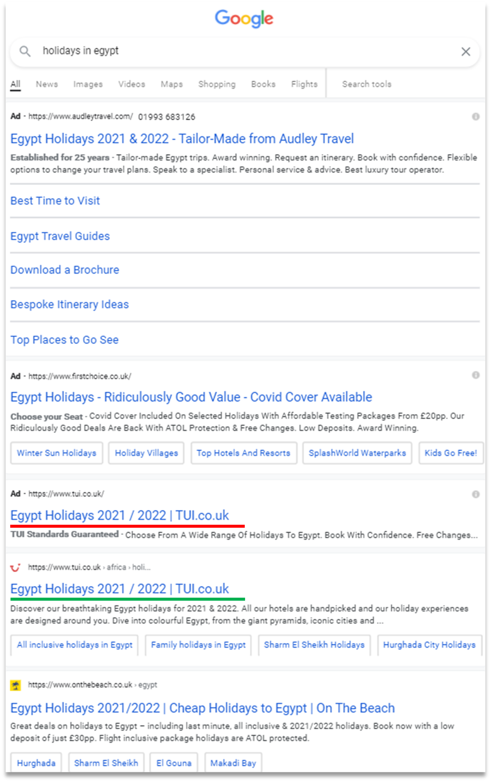 Example of how SEO can be inspired by best performing SEA ads.