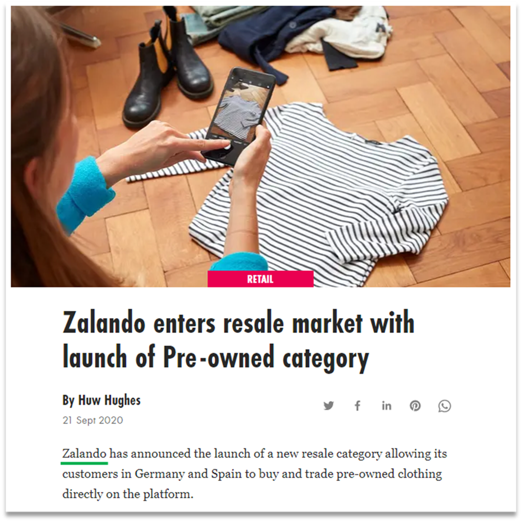 An example of an unlinked brand mention of Zalando.