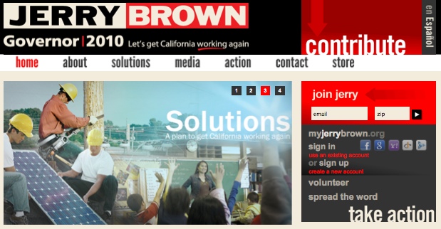 brown-social-buttons-on-homepage Social sharing on Jerry Brown's home page - no Twitter