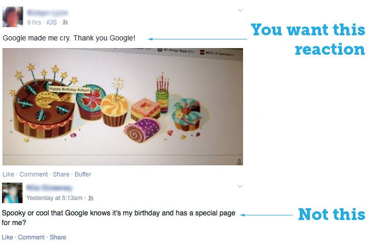 Google birthday reaction