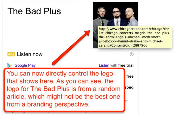 customizing a band's knowledge graph result