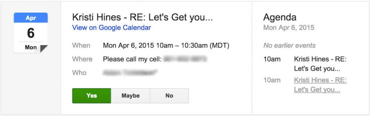 rsvp actions in email