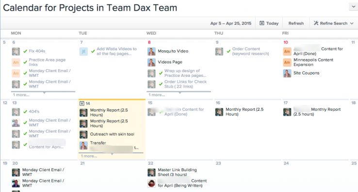 asana content calendar